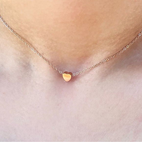 Dainty Stainless Steel Rose Gold Heart Necklace - Picture 3 of 4